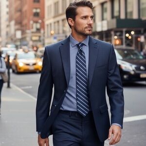 Kenneth Cole Awearness Men's Navy Blazer & Burma Bibas Tie Bundle